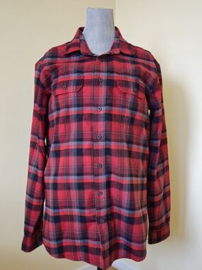Eddie Bauer Red and Black Plaid Button-Down Shirt